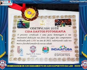 HOMENAGEM NO ENCERRAMENTO DO ANO ESPORTIVO DA LIDI - 2022